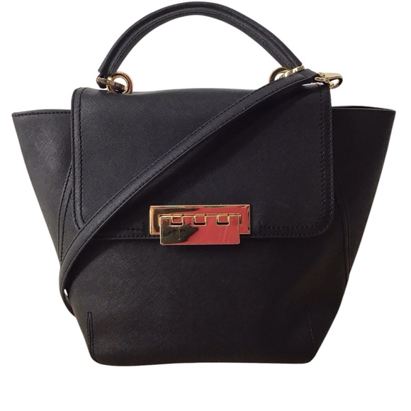 Zac Posen Eartha Black Leather Top Handle Bag - Picture 1 of 13
